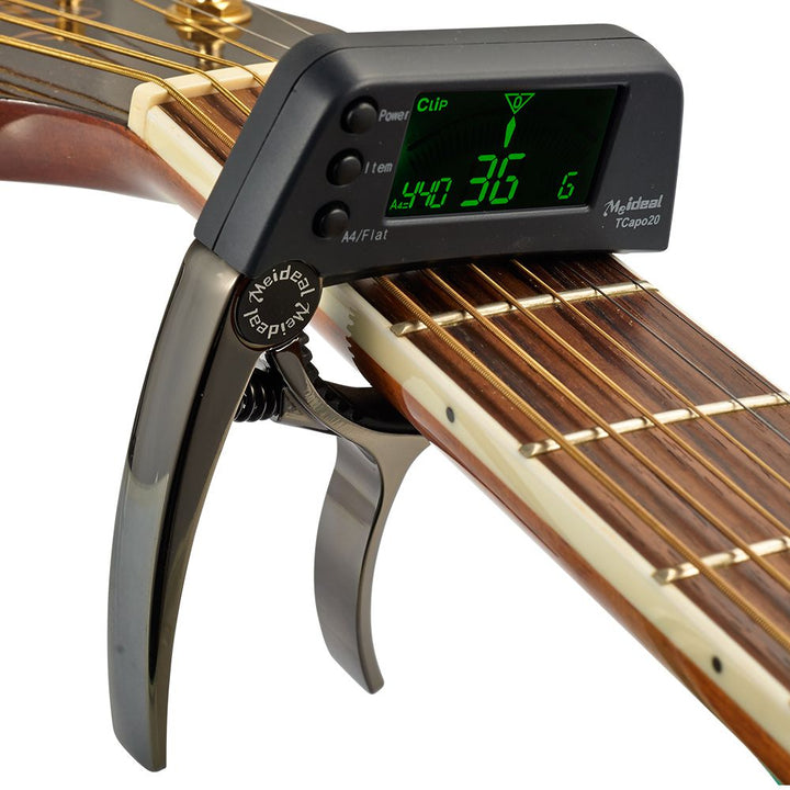 Capo et accordeur pour mandoline et violon. Accessoire musique 2-en-1, précis et facile à fixer.
