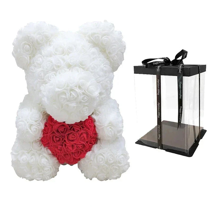 Ours en roses éternelles, pour une Saint-Valentin inoubliable, cadeau femme.