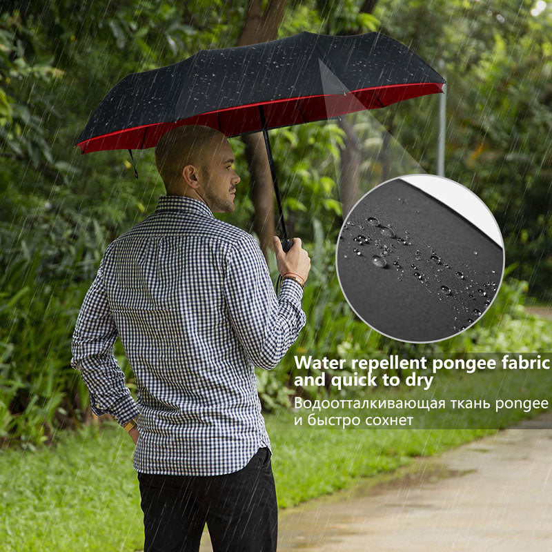 Accessoire pluie stylé et robuste, parapluie pliable résistant au vent pour hommes et femmes.