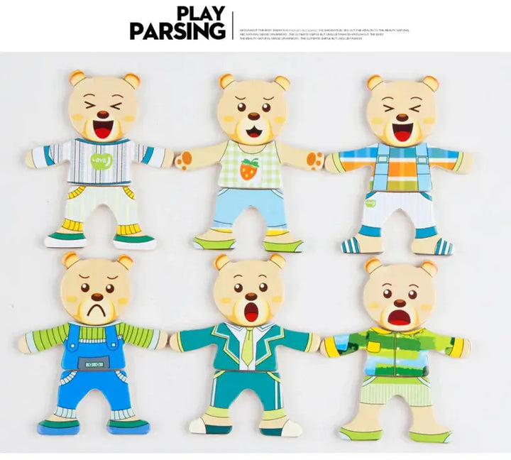 Puzzle éducatif bois animaux (ours). Jeu stimulant la créativité de l'enfant dès 3 ans.