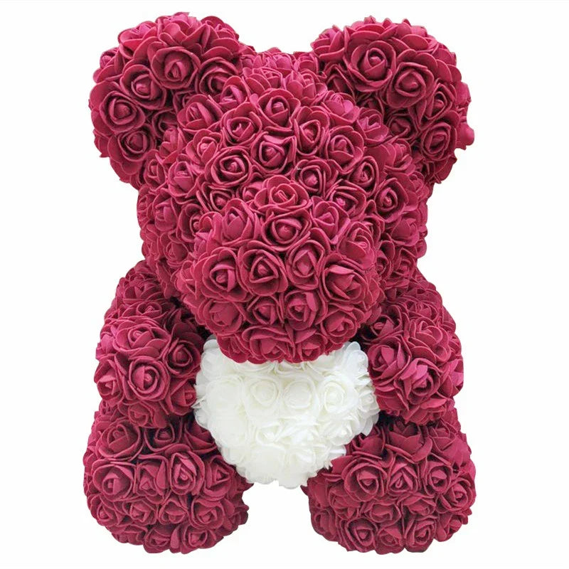Peluche ours en roses rouges, cadeau romantique durable, parfait pour elle.