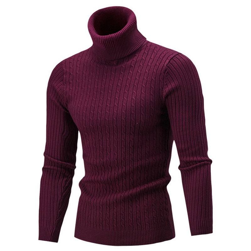 Pull en tricot homme à col roulé, un essentiel décontracté chic pour le bureau et l'hiver.
