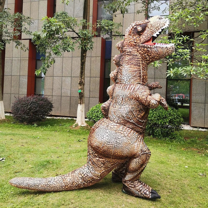 Costume gonflable amusant T-Rex en polyester, idéal pour fêtes, cosplay, Halloween, pour enfants et adultes.