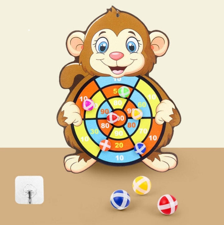 Jouet éducatif Montessori pour enfants: jeu de fléchettes adhésif animaux, parfait pour motricité et concentration.