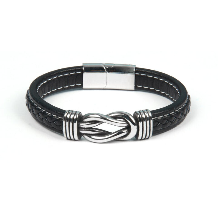 Bijou de poignet: bracelet unisexe, nœud infini, élégant et intemporel en marron.