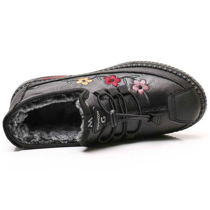 Chaussures de marche femmes, confort maximal, imperméables, broderie florale, idéales printemps/automne.