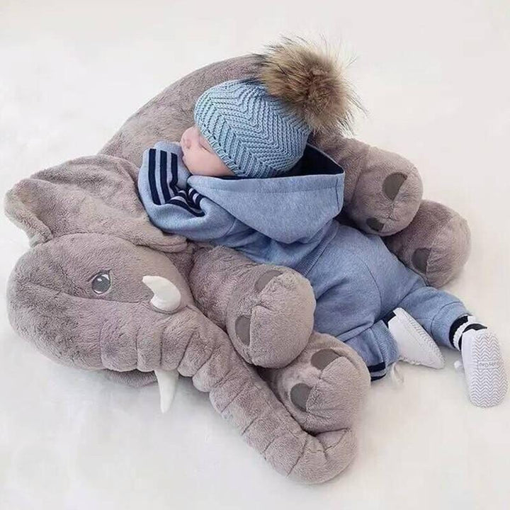 Jouet peluche éléphant géant gris, compagnon câlin et douillet pour le repos et l'éveil de bébé.