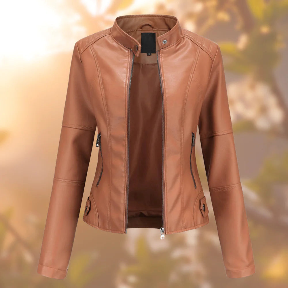 Blouson femme coupe slim moderne, chic et polyvalent pour printemps-automne, fermeture éclair.