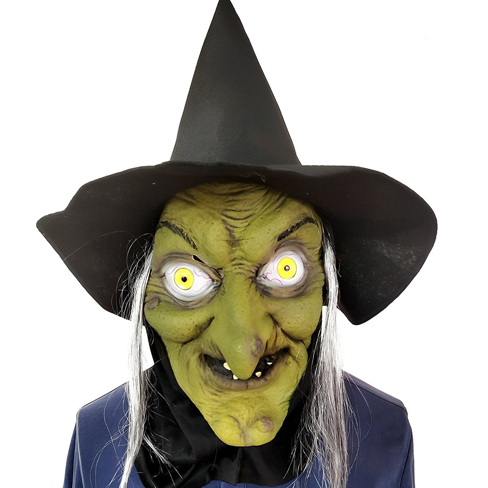 Masque réaliste latex coiffé pour Halloween. Idéal pour le théâtre, les fêtes et le cosplay.