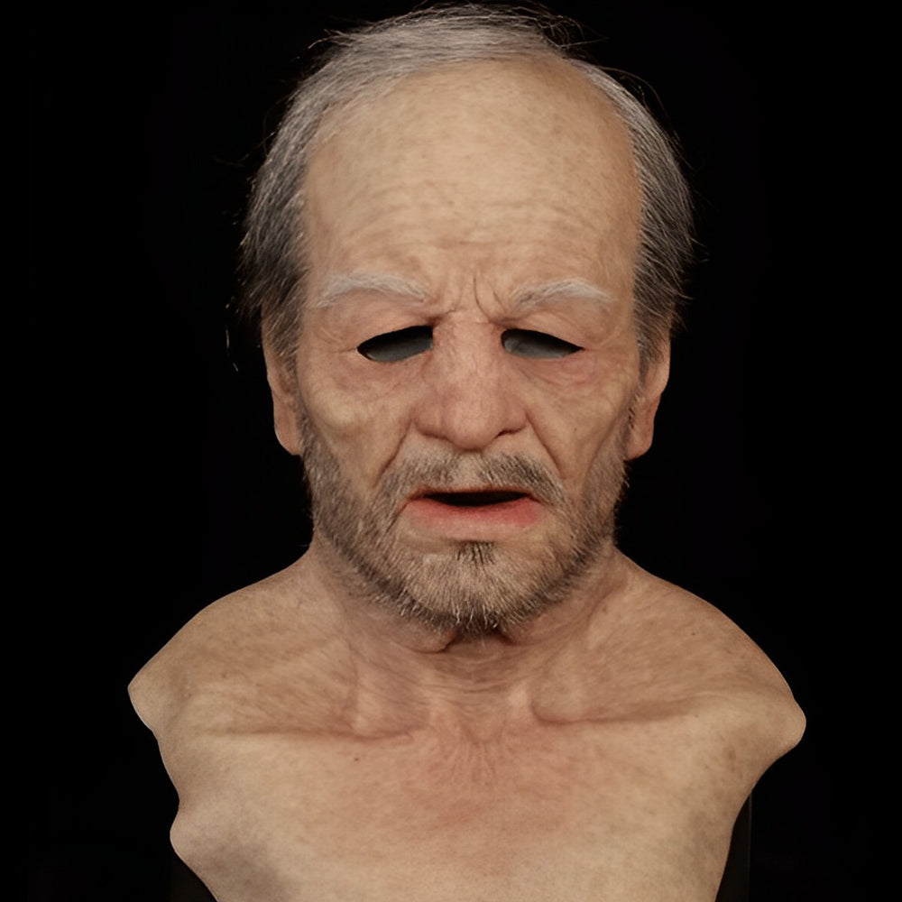 Masque de sorcière ou vieil homme réaliste en latex. Idéal pour Halloween, cosplay et fêtes.