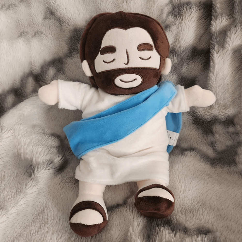 Cadeau spirituel: peluche Jésus réconfortante pour relaxation et aide au sommeil. Doux et apaisant.