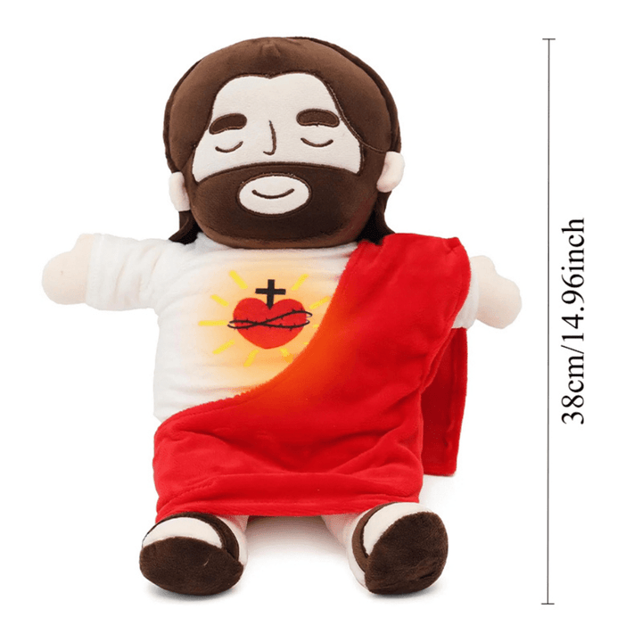 Peluche de Jésus apaisante pour enfant et adulte. Cadeau spirituel doux, favorisant un sommeil serein et le réconfort.