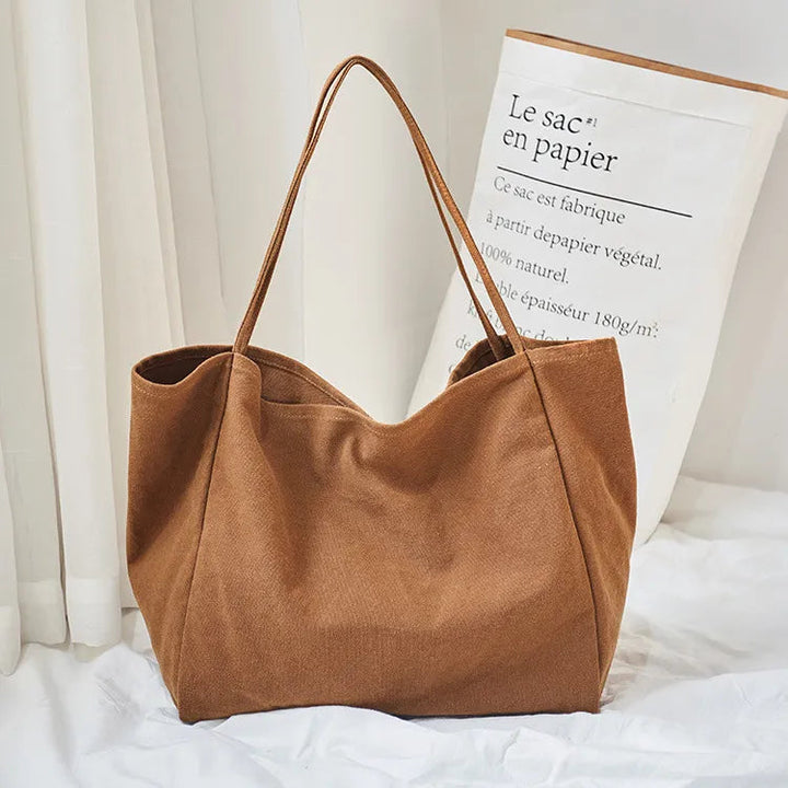 Sac cabas femme en tissu à porter à l'épaule, fourre-tout polyvalent et spacieux pour le quotidien.