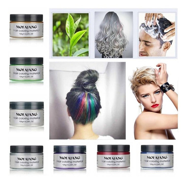 Cire à cheveux temporaire naturelle, unisexe, pour ajouter de la couleur sans engagement.