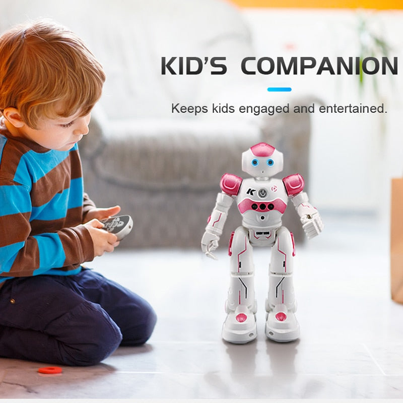 Gros plan sur le robot intelligent NovaBot, un outil technologique pour l'apprentissage des enfants.