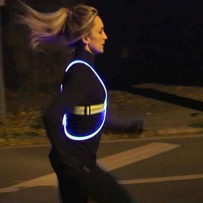 Gilet de sécurité réfléchissant avec LED, essentiel pour course et vélo nocturne, unisexe, haute visibilité.