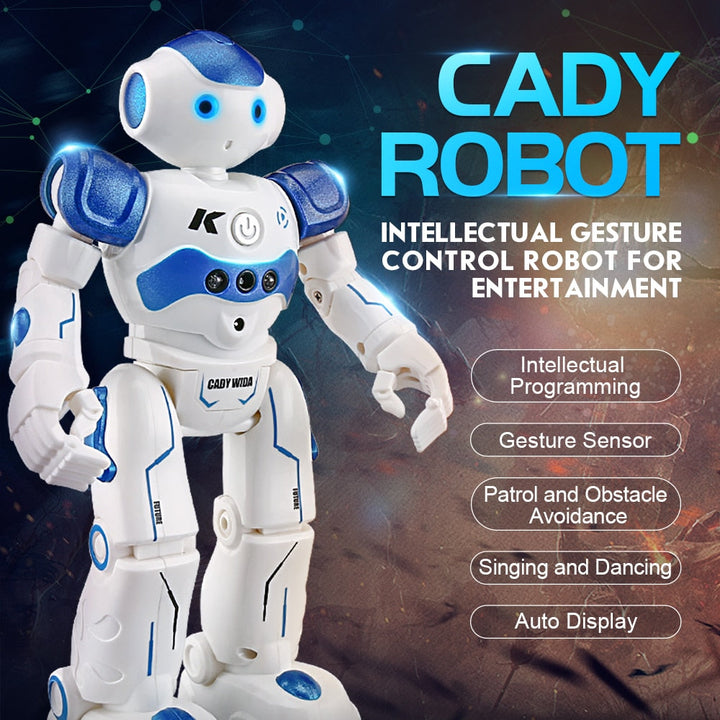 Un enfant joue avec le robot éducatif interactif NovaBot, apprenant par le jeu et la technologie.