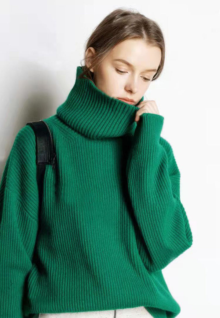 Pull femme décontracté, coupe ample confortable, pour automne-hiver.