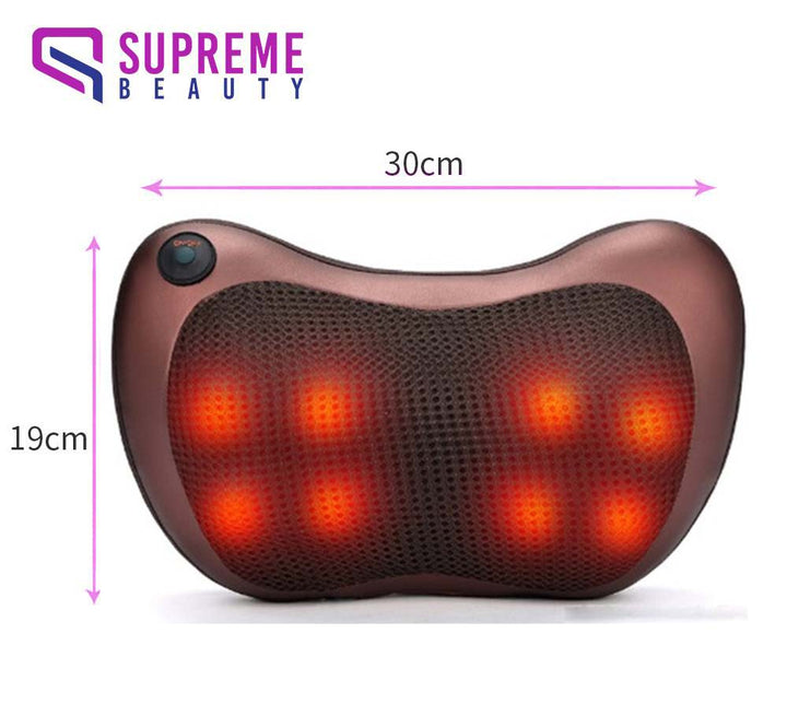 Utilisation du coussin de massage Shiatsu portable, conçu pour la détente musculaire du dos, cou et épaules avec chaleur.