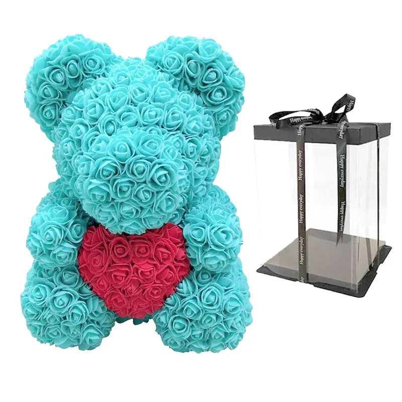 Offrez l'amour éternel avec cet ours en roses artificielles, cadeau romantique.