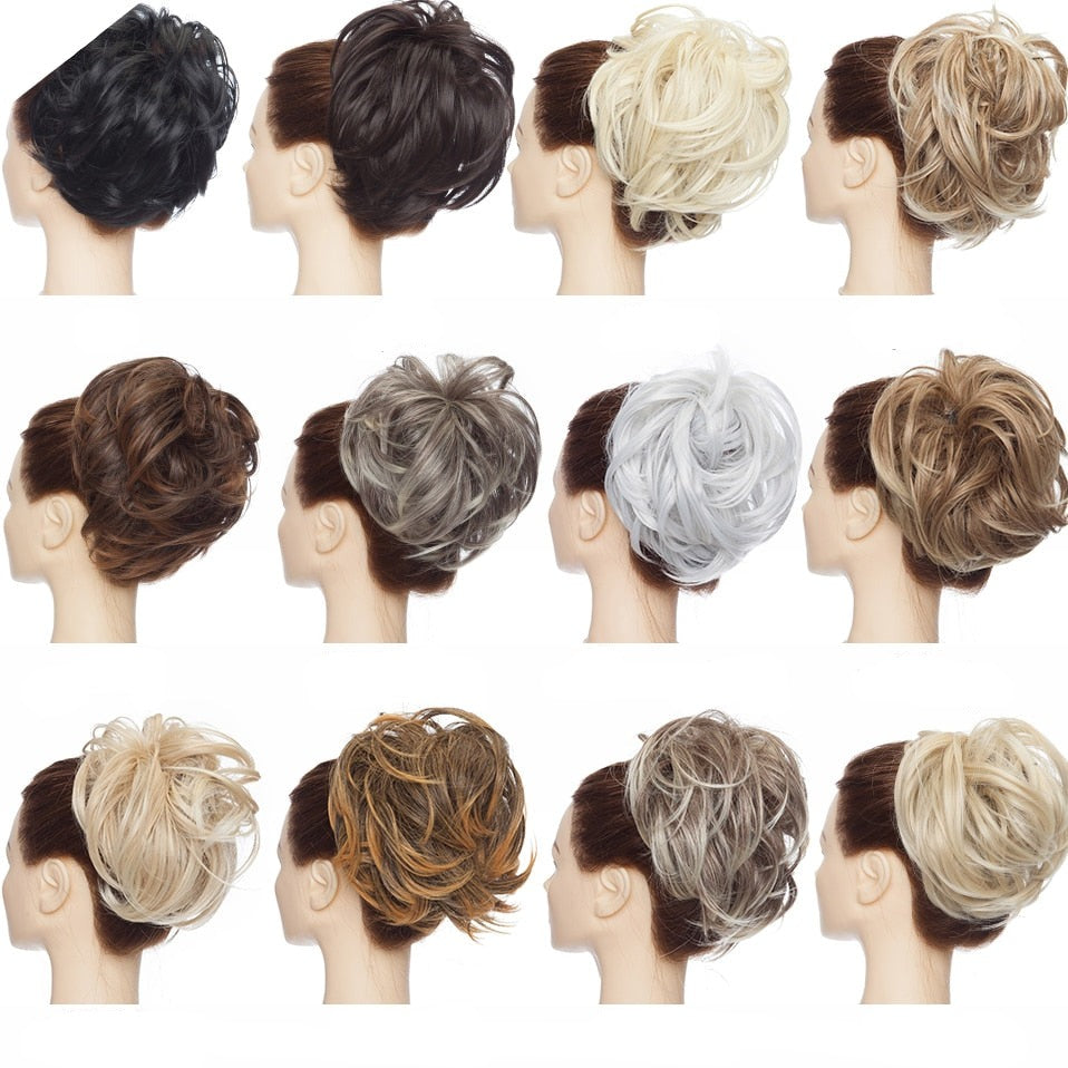 Chouchou chignon désordonné, extension de cheveux synthétique, pour volume instantané femme.