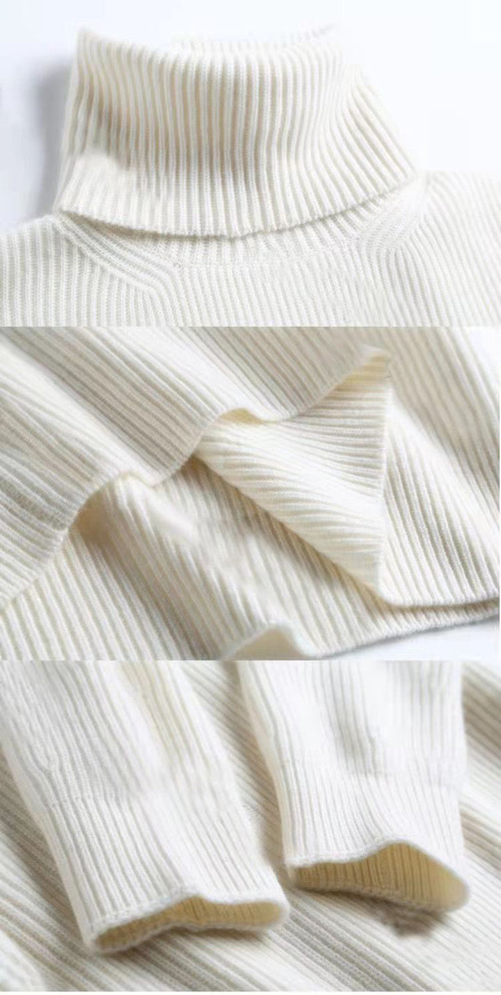 Confortable pull col roulé femme, ample et chaud, idéal pour l'hiver.