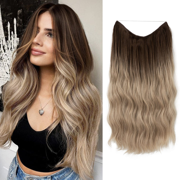 Extensions de cheveux halo argent pour femmes, coiffure rapide, sans effort.