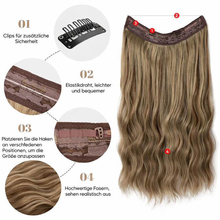 Accessoire cheveux : extensions invisibles pour femmes, effet cheveux longs naturel.