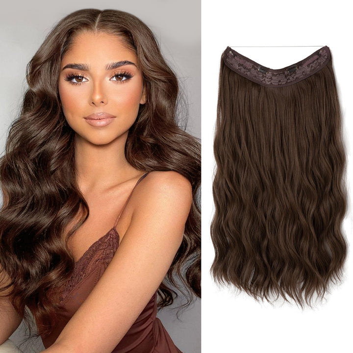 Extensions chevelure halo sans colle, pour coiffure rapide et volume naturel.