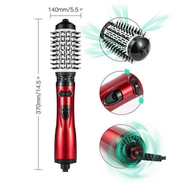 Sèche-cheveux brosse rotative 3-en-1, idéal pour volume et boucles. Beauté et soin des cheveux.