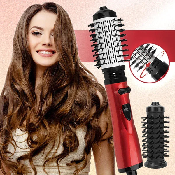 Sèche-cheveux rotatif 3-en-1 pour volume, boucles et brushing. Appareil capillaire polyvalent.