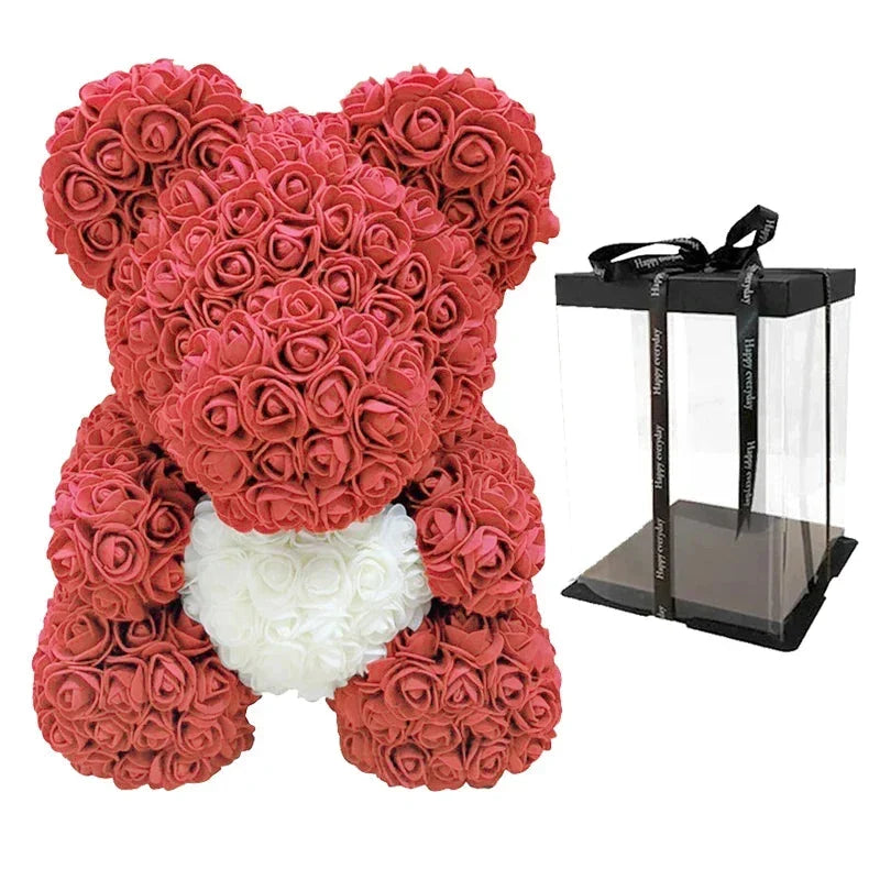 RosaBear fait main, un ours en roses éternelles, pour une décoration florale sublime.