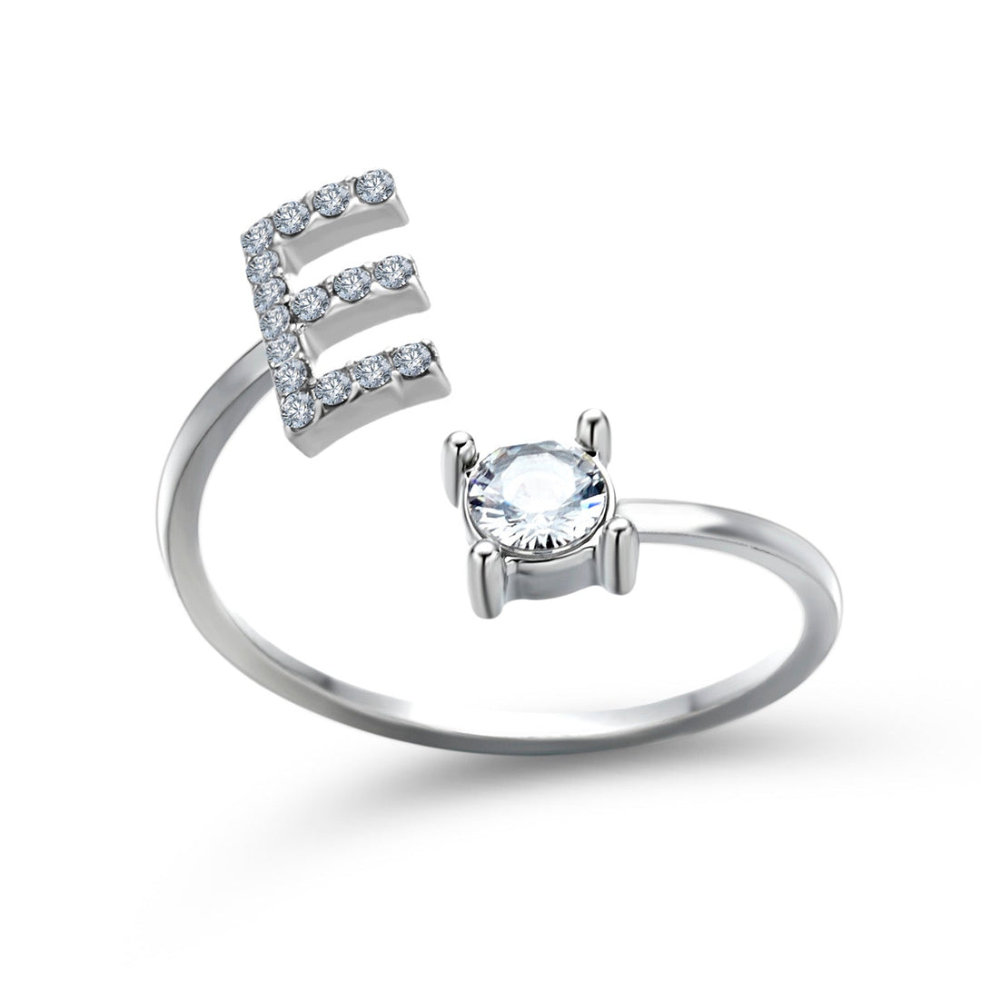 Bague initiale en or, ajustable, souvenir personnalisé pour femme.