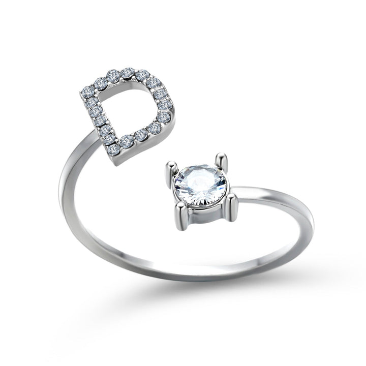 Cadeau romantique, bague initiale réglable, bijou personnalisé.