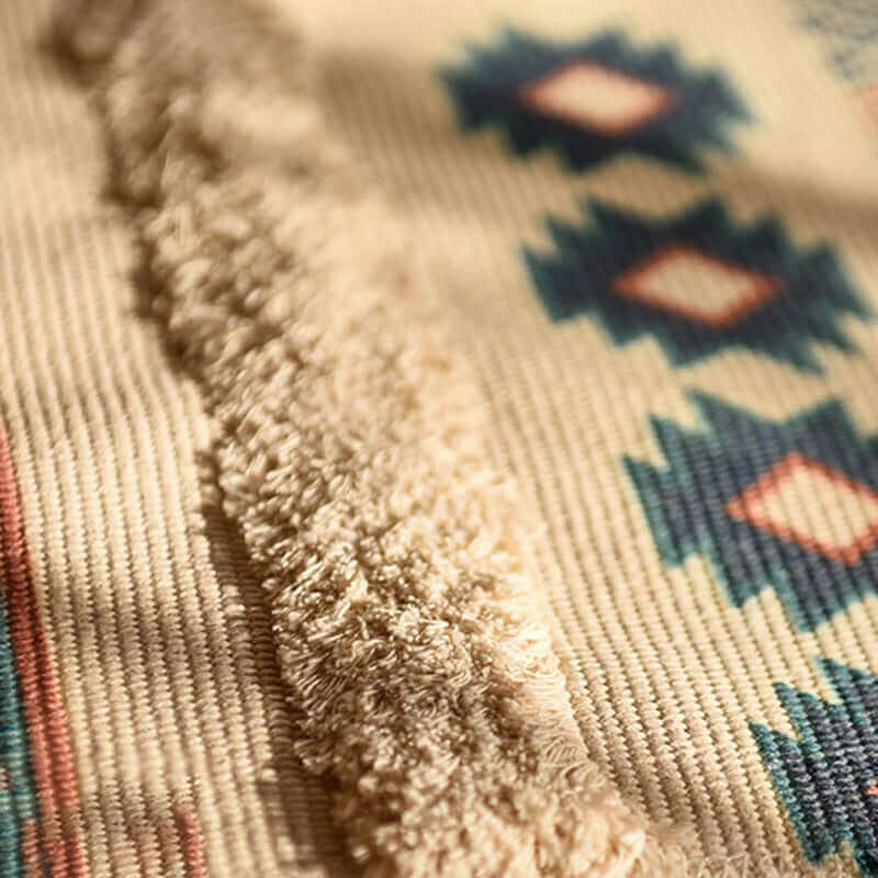 Tapis décoratif lavable, style bohème et décontracté, parfait pour un intérieur moderne.