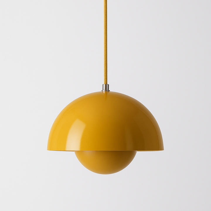 Suspension demi-dôme bleue. Calme et sérénité pour espace de vie design et moderne.