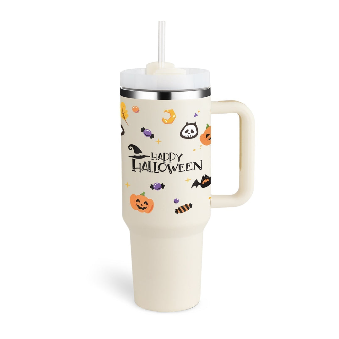 Tasse isolante pour le bureau, avec paille et poignée, pour boissons chaudes ou froides.