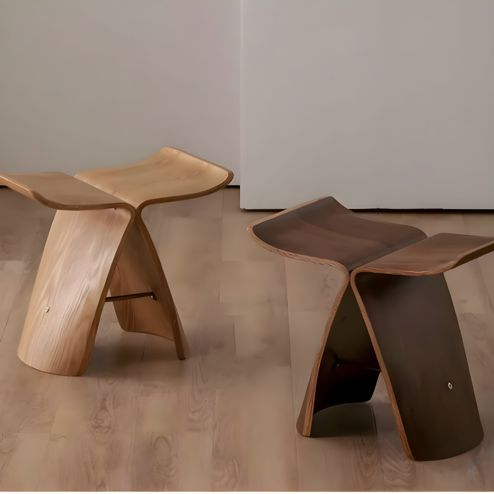 Pouf en bois massif fait main, design zen, idéal pour salon minimaliste et décoration naturelle.