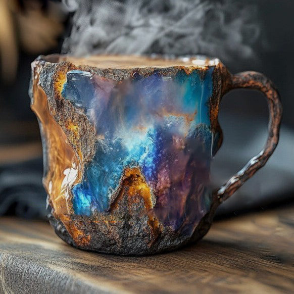 Tasse artisanale en pierre de quartz, finition polie, idéale pour le café ou le thé.