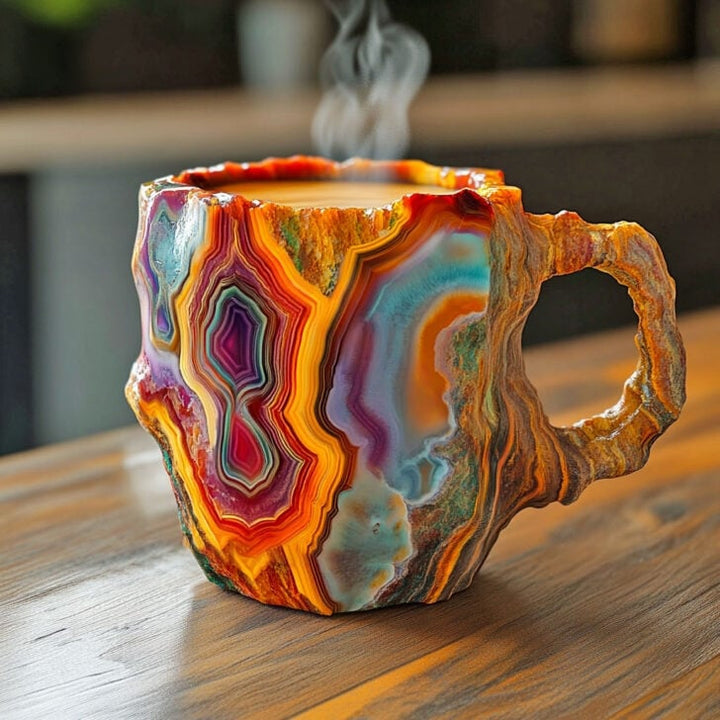 Mug isolant en pierre naturelle pour garder votre boisson à température, pièce unique.