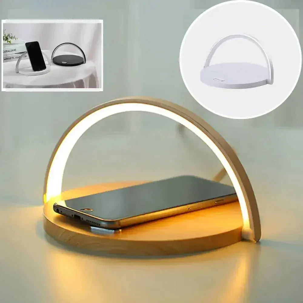 Station de charge multi-appareils AuraGlow, lampe de chevet LED pour bureau et maison connectée, charge rapide.