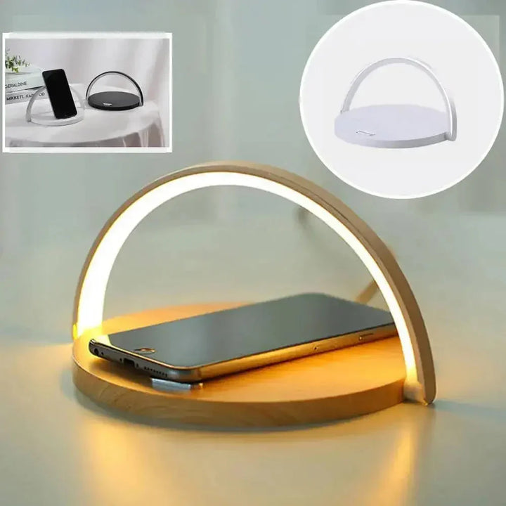Station de charge multi-appareils AuraGlow, lampe de chevet LED pour bureau et maison connectée, charge rapide.