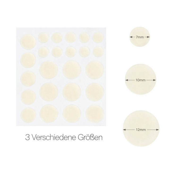 Peau nette avec patchs indolores contre mollettes et étiquettes cutanées. Traitement beauté naturel et efficace.