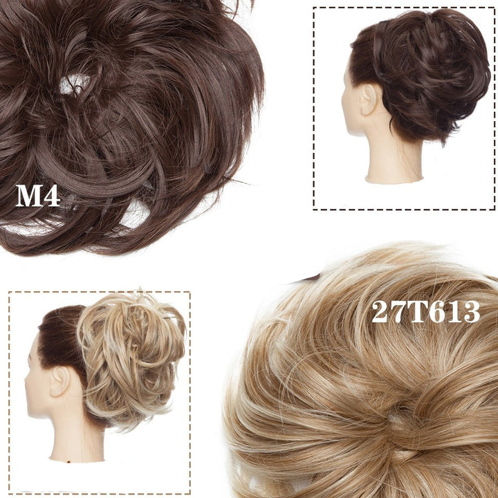 Chignon désordonné pour femme, accessoire de coiffure élastique pour volume mode.