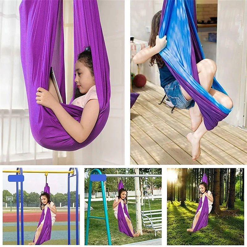 ZenSwing, le hamac sensoriel et balançoire pour enfants, offre un refuge calme pour la détente et la thérapie.