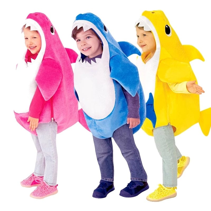 Déguisement Requin Baby Shark doux pour bébé/enfant, idéal carnaval ou fête d'anniversaire.