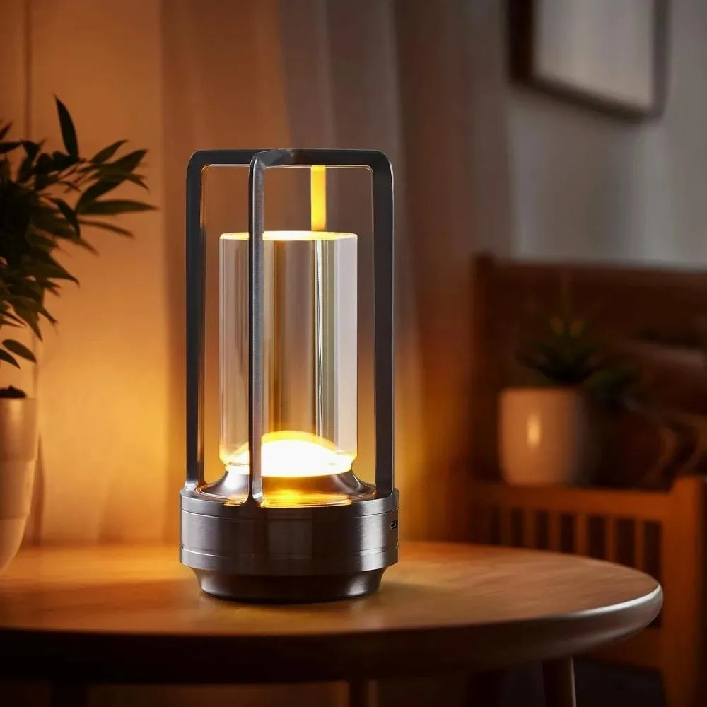 Éclairage LED tactile portable, lampe de table sans fil moderne pour ambiance intérieure/extérieure.