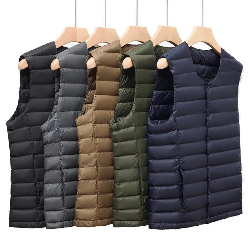 Veste sans manches matelassée pour homme, parfaite pour l'automne et le printemps. Style décontracté.