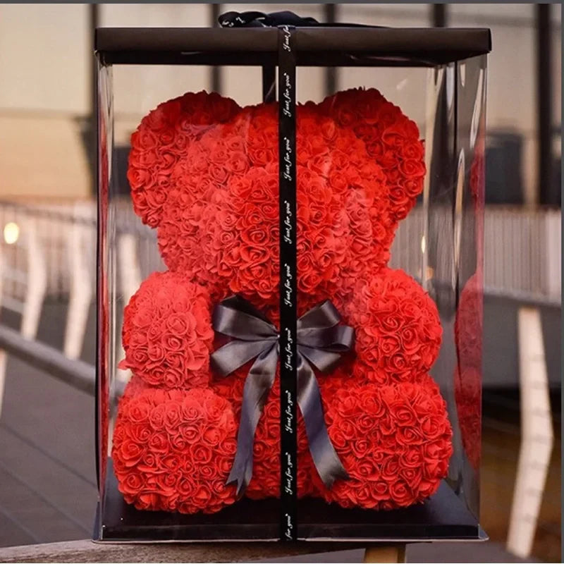 Peluche ours en roses rouges, symbole d'amour éternel, décoration de choix.