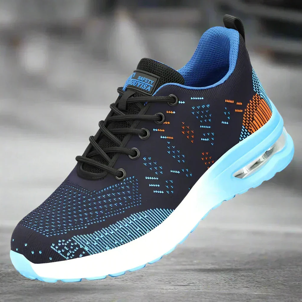 Chaussures de travail unisexes confortables avec embout de protection en acier. Antidérapantes, parfaites pour milieux professionnels.